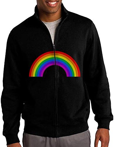 GNGN Men Rainbow Hiking Funny Standup Collar Jacket Zip Sweatshirt Leisure Style L Black