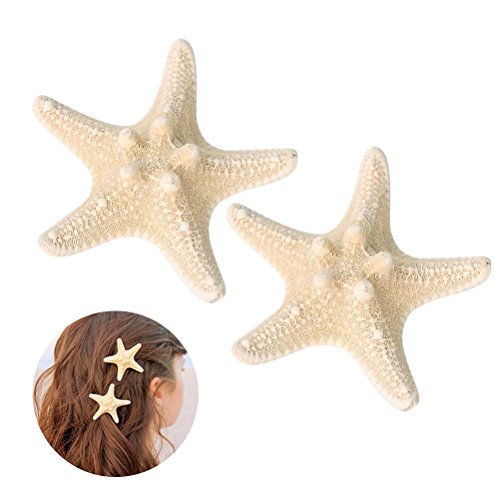 Frcolor 2pcs Starfish Hair Clip Handmade Natural Sea Star Hair Clip Beach Hairpin Hair Accessories for Women Girls
