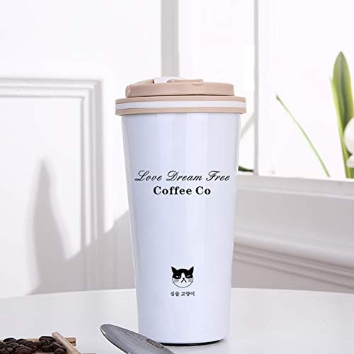 Insulated Vacuum Coffee Travel Mug,Stainless Steel Coffee Flask, Double Walled&Leakproof Water Bottles for Hot and Cold Drinks (White)