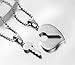 HUANIAN Stainless Steel I Love You Key to Heart Lover Valentine Couple Pendant Necklace,Silver (Steel)