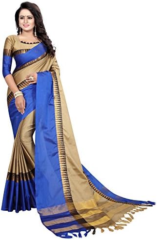 Red Lion Enterprise Women's Art Printed Multi-Color_ Banarasi_Cotton Silk Saree With Blouse