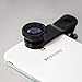 Besties 3in1 Universal 180° Fisheye Lens + Wide Angle + Macro Lens Clip Camera Photo Kit - Suits All iPhone 4, 5, 6 Models, iPad, Samsung Galaxy S3, S4, S5, S6, Note and Other Smart Phones (Black)