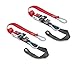 PowerTye 1.5in x 6.5ft Heavy Duty Ratchet Tie-Down Straps with Soft-Tye and Carabiner Hooks - 1,000 lb Working Load Limit / 3,000 lb Breaking Strength - Made in USA - Red/Black Pair
