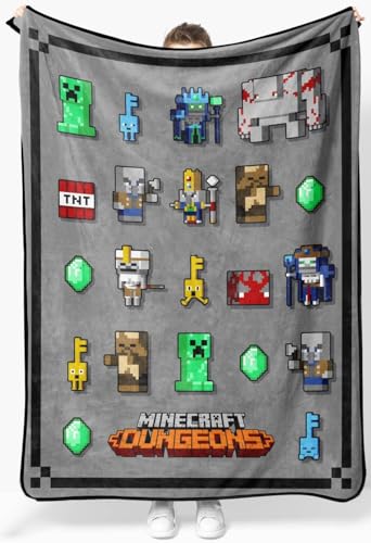 Photo 1 of Minecraft Dungeon Mobs Throw - Measures 46 x 60 inches, Kids Bedding - Fade Resistant Super Soft Fleece (Official Minecraft Product)