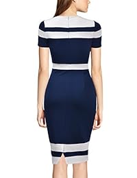 Mmondschein Vestido para mujer con cuello redondo y detalle de ilusión óptica, para el trabajo, estilo Bodycon