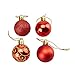 48-Pack Mini Christmas Tree Ornaments - Red Shatterproof Small Christmas Balls Decoration, Assorted 4-Finish Shiny, Matte, Glitter, Glitter Scroll, Hanging Plastic Bauble Holiday Decor, 1.5 Inches