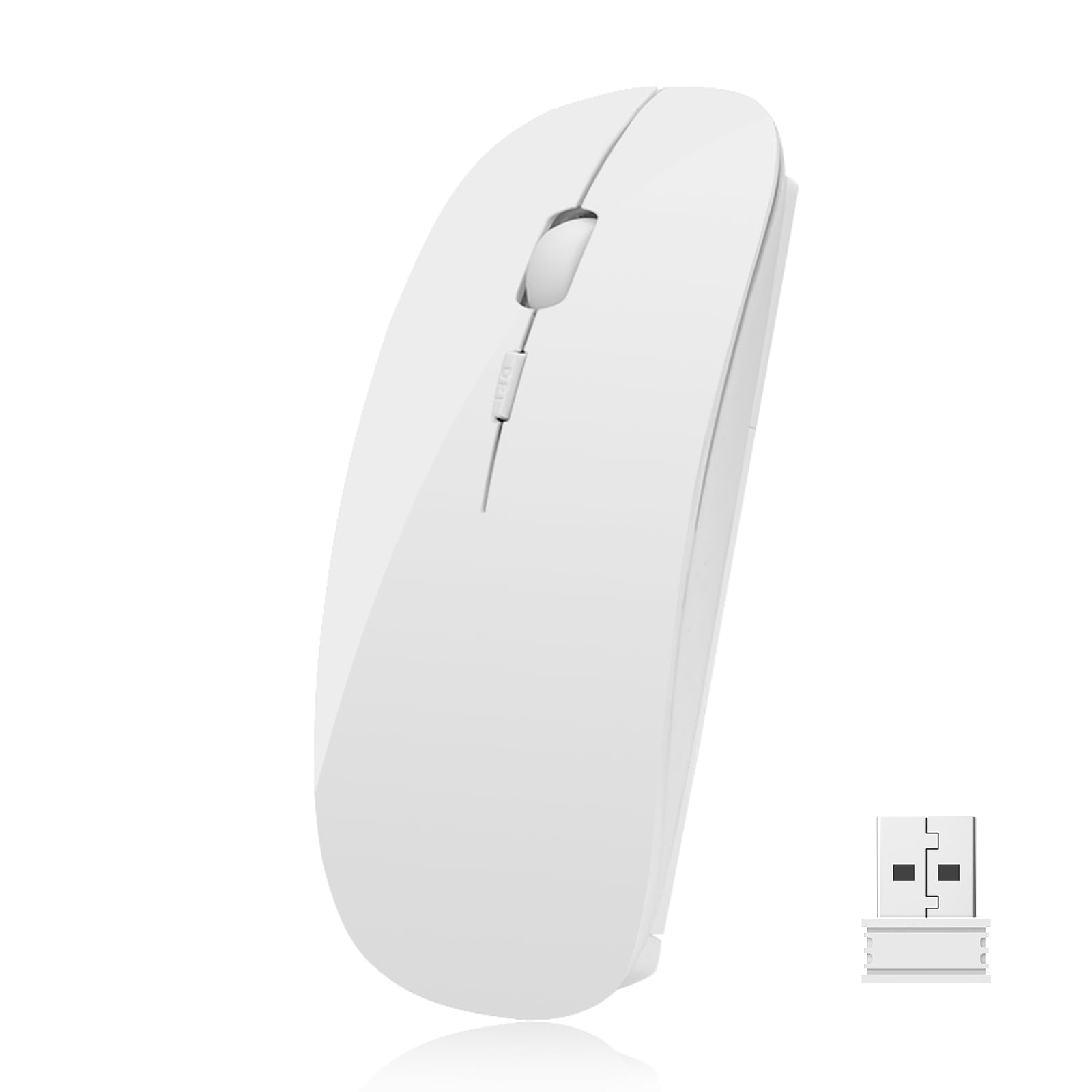 UrChoiceLtd® Wireless Mouse, 2.4GHz, USB, Optical, White, 3-Button, 1600 DPI, Ambidextrous, 10m Range, 2 AA Batteries (Not Included), Compatible with Windows, Mac, Linux, PC, Laptop