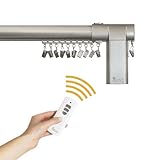BEME International erod Side-Opening Telescoping Motorized Drapery Rod with Nickel Finish, 26 to 40-Inch