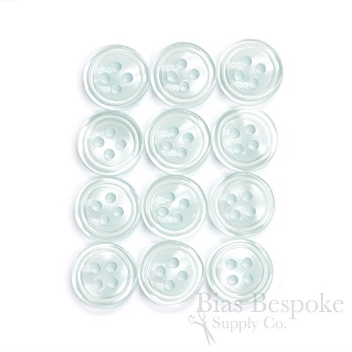Set of 12 Luminescent Seapray Green Shirt Buttons, Made in Italy