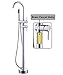 KES Brass Freestanding Bathtub Faucet Floor Mounted Bath Tub Filler Faucets with Hand Held Shower Head Chrome, L5801
