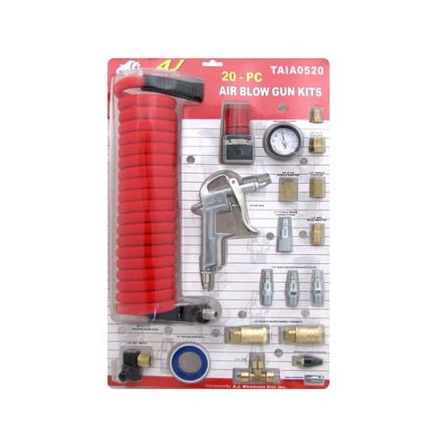 20 Piece Air Compressor Nozzle Kit Complete Air Compressor Gun Set with