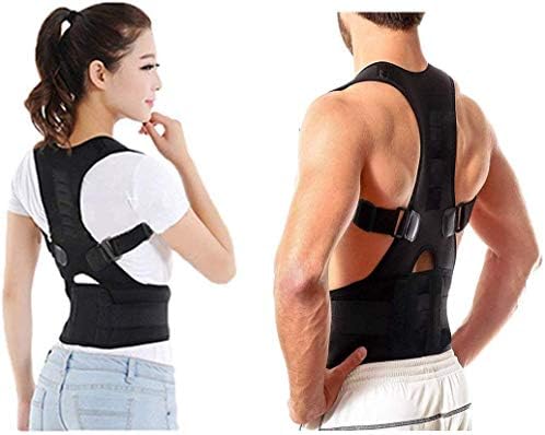 WOQZILINE Unisex Magnetic Back Brace Posture Corrector Therapy Shoulder Belt for Lower and Upper Back Pain Relief, posture corrector men for women, posture correction belt, (Free Size)