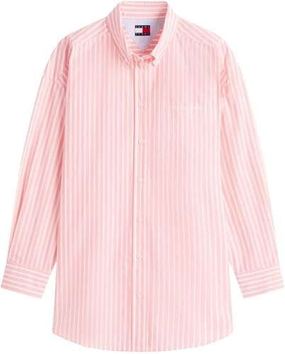 Chemisier en Popeline Tjw Ovs DW0DW22218 L/S pour Femme, Rose (Tropical Blush/Stripe), L
