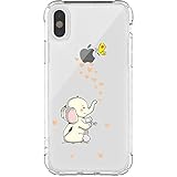 iPhone X Case, JAHOLAN Amusing Whimsical Design Clear Bumper TPU Soft Case Rubber Silicone Skin Cover for Apple iPhone X - Cute Elephant