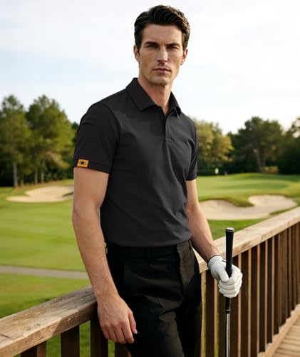 JACKETOWN Men's Short Sleeve Polo Shirt Quick Dry Breathable Polo Tennis Polo Summer Men's Golf Sports Shirt Casual Basic Polo