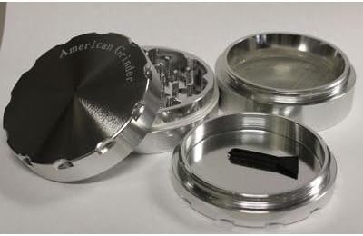 Four Piece 2.5" NEW American Grinder Silver Four Piece Herb, Spice or Tobacco Pollen Grinder