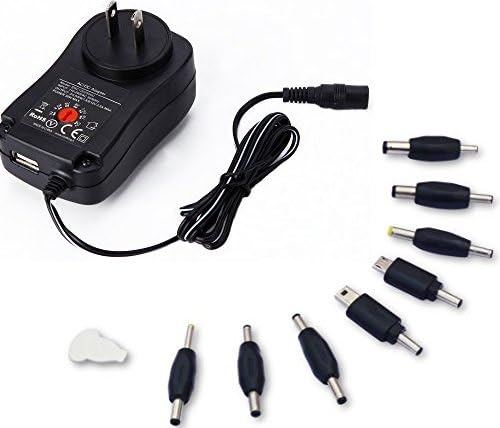 Wall Charger,30w Universal Adapter Switching Power Supply Voltage Adapter with 8 DC Tips and 5V/1A USB Port for DC3V,4.5V,5V,6V,9V,12V Electronic Device, Black