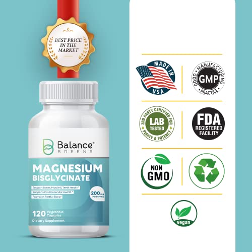 Magnesium Bisglycinate 200mg High Absorption Chelated 120 Vegan