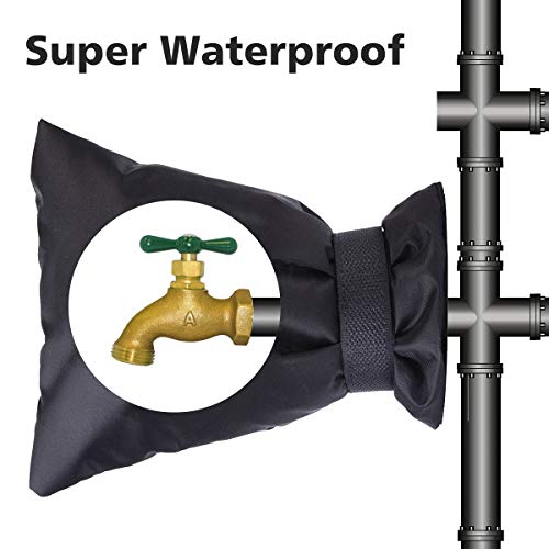 BOENFU Outdoor Faucet Covers, 8.7" H x 7.1" W, 2PCS Outside Garden Faucet Water Sprinkle Valve Insulation Wrap, Hose Bib Spigot Pipe Tap Pouch Protector Spout Cover Socks for Winter Freeze Protection