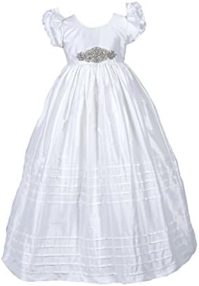 Caremour Silk and Rhinestone belt Christening Gown (12-18 months, Off white)