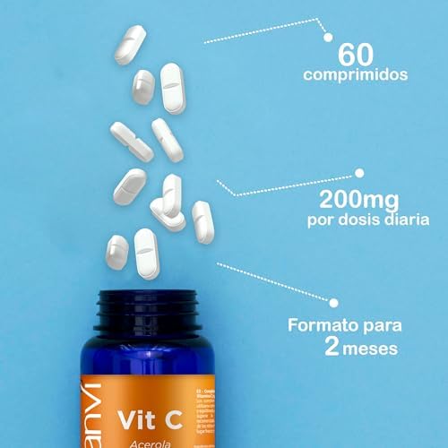 VITAMINA C NATURAL MASTICABLE| Potente Antioxidante| Fundamental para la Síntesis de Colageno| Sistema Nervioso| Vitaminas para el cansancio 800 mg| 60 Comp. Masticables = 60 días
