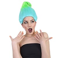 Halloween Party Online Troll Wig, Bluish Green Kids HW-280