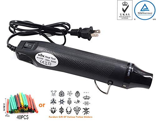 Heat Gun,mofa Hot Air Gun Tools Shrink Gun with Stand For DIY Embossing And Drying Paint Multi-Purpose Electric Heating Nozzle 300W 110V (Black,Black)