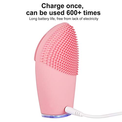 VIVK Sonic Facial Cleansing Brush - Rechargeable Electric Waterproof Silicone Exfoliating Face Scrub Brush(Pink)