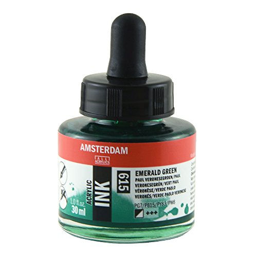 Royal Talens Amsterdam Acrylic Ink, 30ml Bottle with Dropper, Emerald Green (17206150)