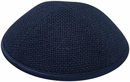 iKIPPAH Pattern Navy Burlap 8.5 inch Yarmulke