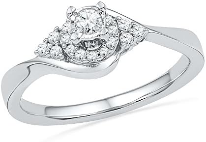 Radiant Promise Ring For Her with Clusters of Diamonds in 10K White Gold (0.19 CTTW)