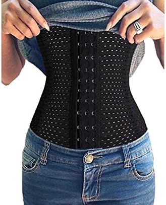 Women's Breathable Latex Waist Trainer Corset for Weight Loss Steel Boned Tummy Control Body Shaper with Adjustable Hooks