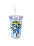 Wonder Woman Blue Star Acrylic Tumbler Cup with Straw