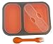 Silicone Collapsible Lunch Box, 2-Compartment, BPA Free, Microwave/Dishwasher Safe, Great for Kids and Adults (Orange)