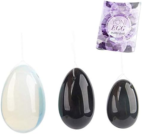 Yoni Eggs for Women, Yoni Egg Set for Strengthening Pelvic Floor Muscles, Kegel Balls for Tightening, New Mom Postpartum Care Kegels Exercise, Unwaxed, Tumbled Stones Healing Crystals