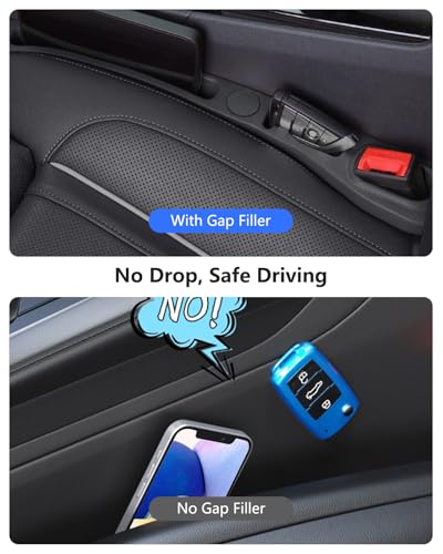 Homaupt Car Seat Gap Filler, 2 Pack PU Leather Fill The Gap Between Seat and Center Console, Seat Crevice Blocker Stop Things from Dropping, Universal Vehicle Interior Accessories Black