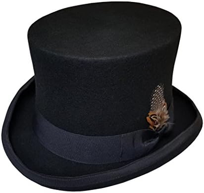 100% Wool Felt Top Hats Vitorian Style Made Hatter 6" Tall Gentlemen Magic Hats (S/M)