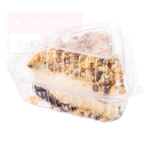 A World Of Deals Clamshell Pie Wedge Clear Hinged [50 Pack] Take-Out Plastic Go Cheesecake Containers [Size: 6" x 6" x 3"] - Thumbnail 2