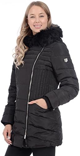 RedX Canada Women's Mid Length Winter Coat with Faux Fur Lined Hood (Black, X-Large)