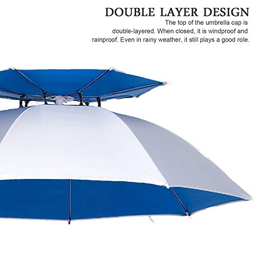 Hunter's Tail UV Umbrella Hat, with Umbrella Fishing Gardening Folding Umbrella Double Canopy - Thumbnail 2