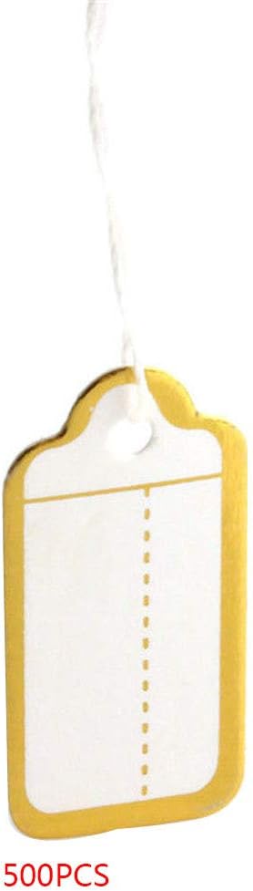 Uokoki 500Pcs Paper Golden Edge Label Tie String Strung Jewelry Clothing Merchandise Display Price Tags