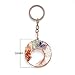Joya Gift Tree of Life Natural Crystal Stone Handmade DIY Multicolored Gravel Circle Keychain Pendant Necklace