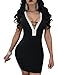 Women's Sexy Dresses Deep V Neck Bodycon Backless Club Stretchy Sleeveless Party Black S