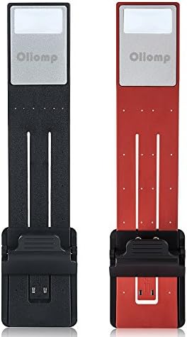 Book Light,Oliomp 2 Pack LED Clip Reading Lamp USB Rechargeable Tough Switch 4 Levels Adjustable Brightness Flexible Light Multifunctional as Bookmark Desk&amp;Bed Lamp for Reading with Book(Black&amp;Red)
