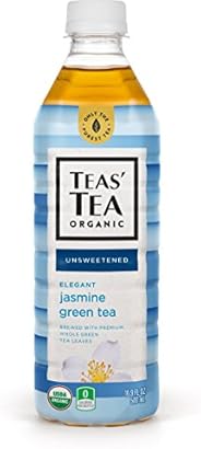 Teas' Tea Unsweetened Jasmine Green Tea 16.9 Ounce (Pack of 12) Organic, Sugar Free, 0 Calo