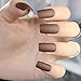 Coolnail Matte Coffee Brown Square Head False Nails Middle-long Full Cover Chocolate Fake Nail Acrylic Nail Tips Finger Art