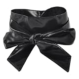 Allegra K Women's Faux Leather Self Tie Bowknot Band Sash Obi Belt