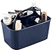 mDesign Small Plastic Shower/Bath Storage Organizer Caddy Tote with Handle for Dorm, Shelf, Cabinet - Hold Soap, Shampoo, Conditioner, Combs, Brushes, Lumiere Collection, Navy Blue