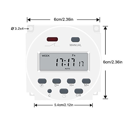 Enjoydeal CN101 12V DC/AC Digital Timer LCD Programmable Time Relay Switch for Electrical Outlets, Support 17 On/Off Programs Daily Weekly, White - Thumbnail 2
