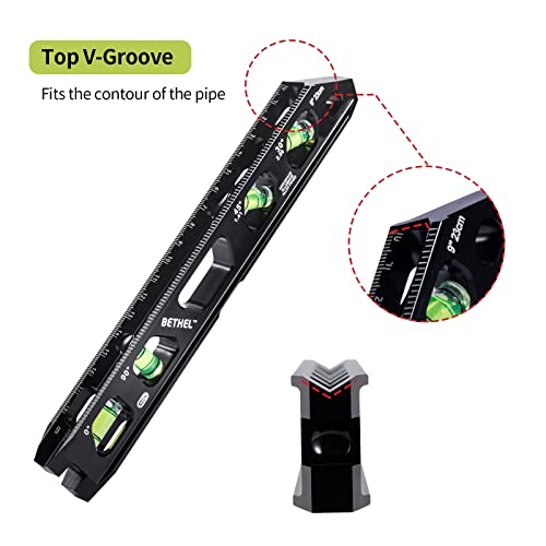 Torpedo Level, Conduit Level with 4 Vials, VGroove and